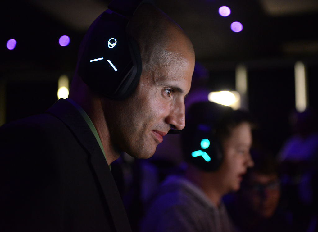 Abe Bahadori, president-elect of the Columbia Public Schools Foundation, plays Overwatch